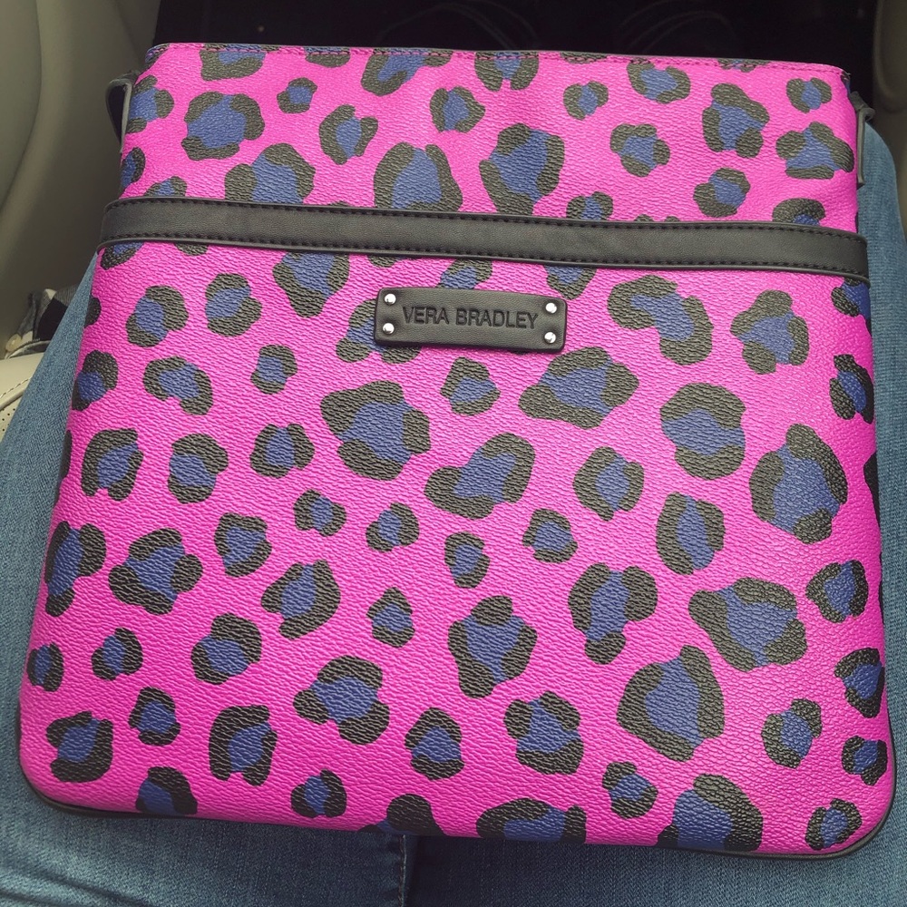 Vera Bradley Leather Purple Leopard Crossbody